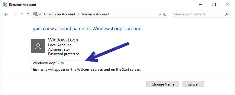 Windowsユーザーアカウントの名前を変更する05 Windowsユーザーアカウントの名前を変更する05
